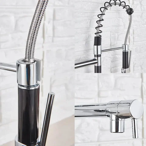 Kitchen Spring Tap Pull Down Pull Out Dual Spouts 360 Rotation Tap