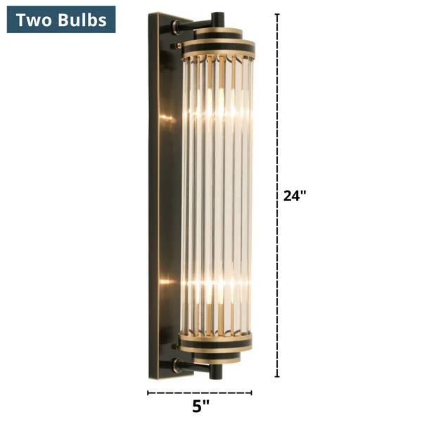 Two Bulb modern glass wall sconce dimensions