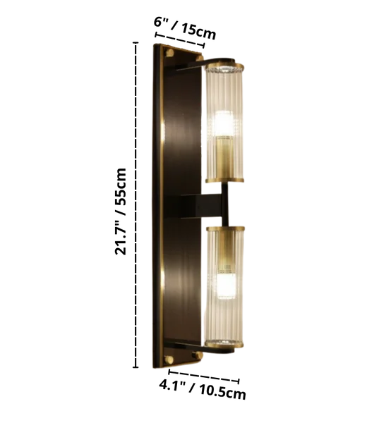 copper and glass column wall sconce dimensions