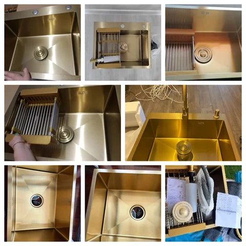 Gold Kitchen Sink Stainless Steel Sinks Above Counter Basin Bar Sink