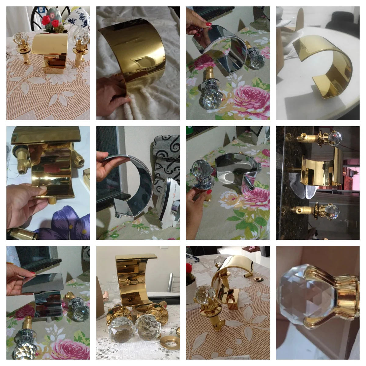 Golden Bathroom Basin Tap for Vessel Sink Crane Waterfall Tap