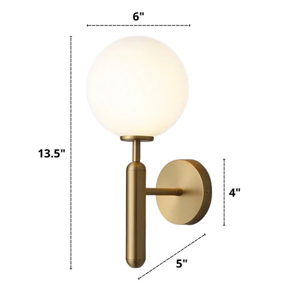 Modern glass globe wall light dimensions