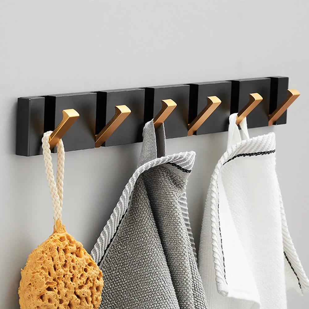 Folding Towel Hanger 2 Ways Wall Hook Coat Clothe Holder for Bathroom