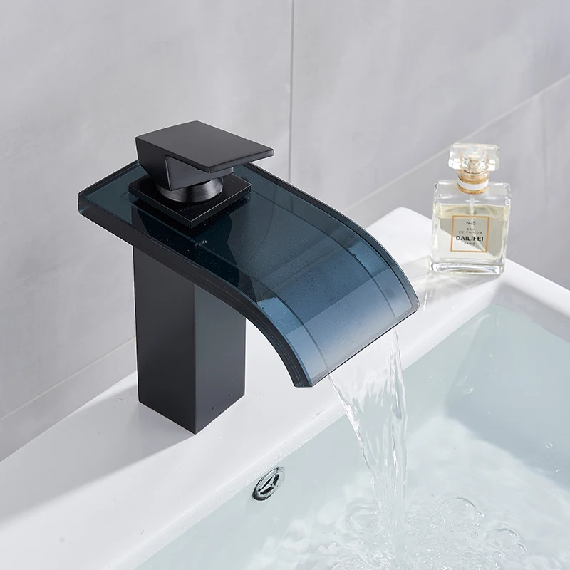 LED Light Basin Tap Waterfall Deck Mounted Single Handle Mixer Tap