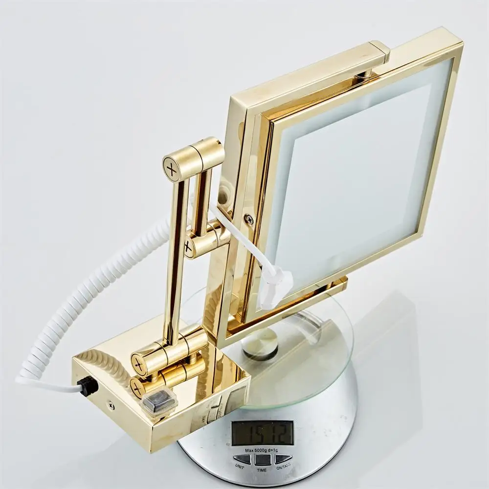 Dressing Mirror 8 inch two side Wall Mounted Gold Square LED Mirror