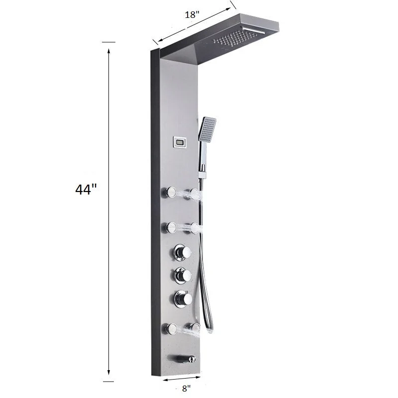 bathlova Stainless Steel Shower Panel And Jet Rain Shower With Thermostatic Mixer Tap