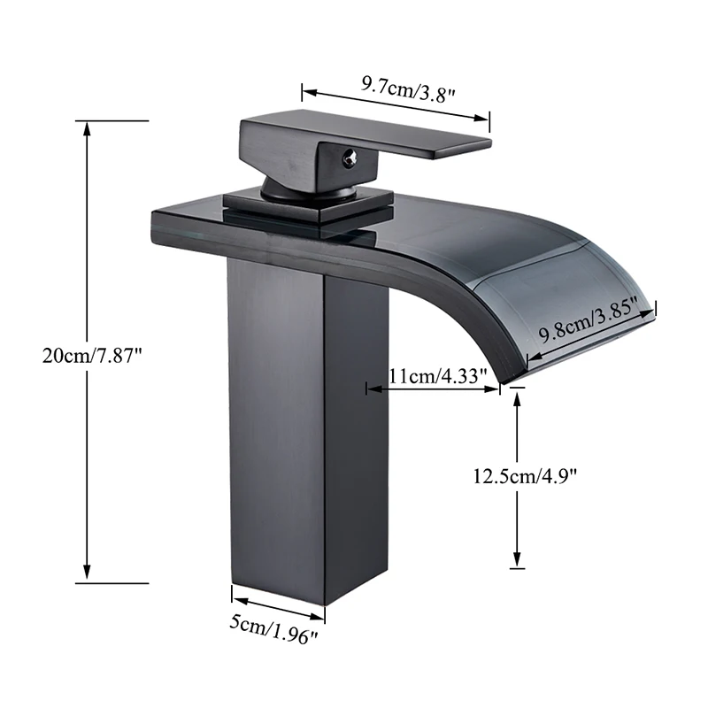 LED Light Basin Tap Waterfall Deck Mounted Single Handle Mixer Tap