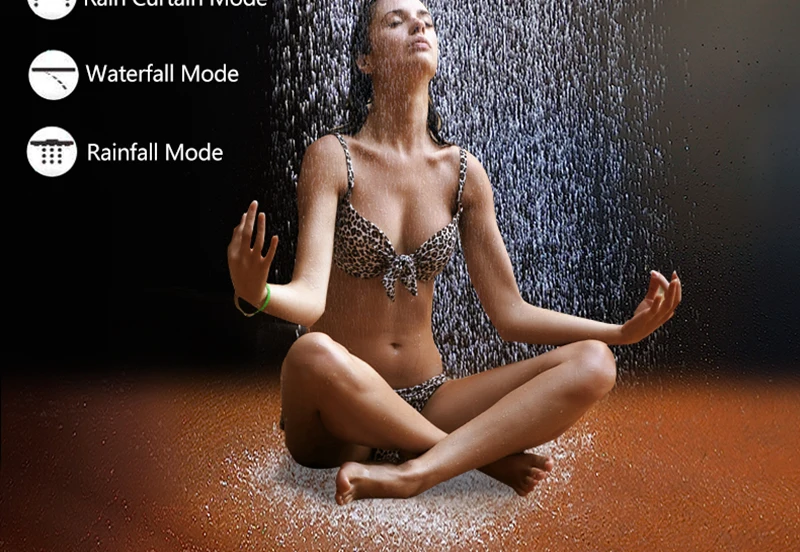 Luxurious LED Shower System Ceiling Mount Rain Head Set 31 Luxury Big Rain Shower Head Dual Rain and Waterfall Shower Sets (4)