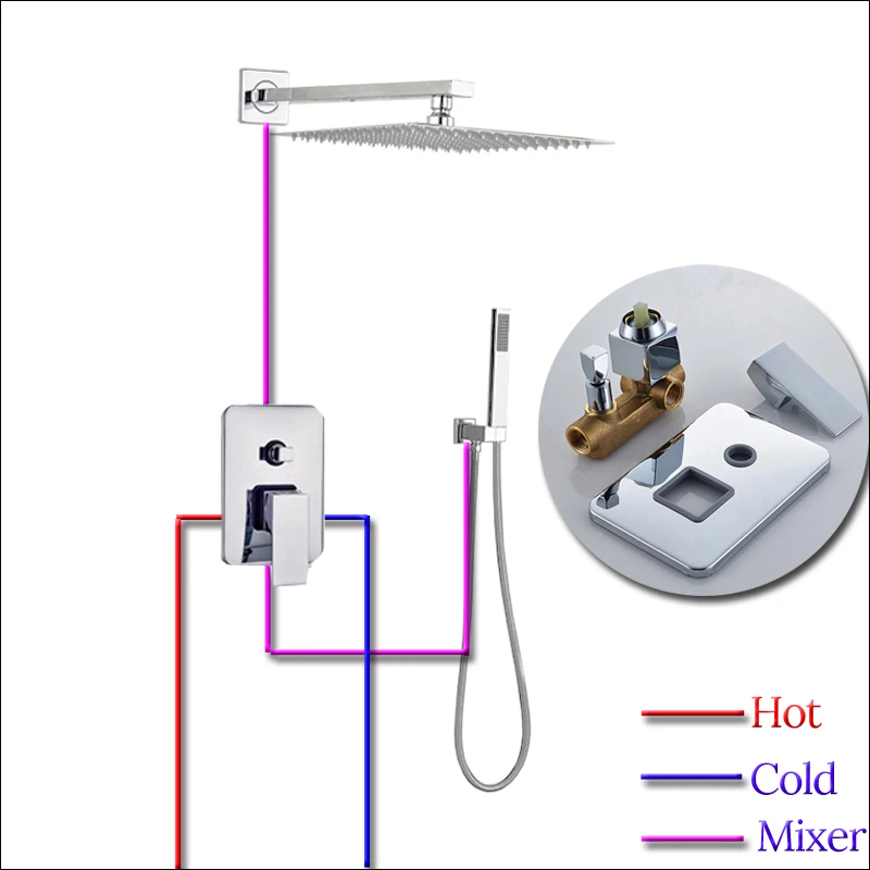 bathlova Stainless Steel Chrome Wall Mount Rainfall Shower Tap Set