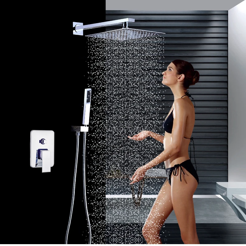 bathlova Stainless Steel Chrome Wall Mount Rainfall Shower Tap Set