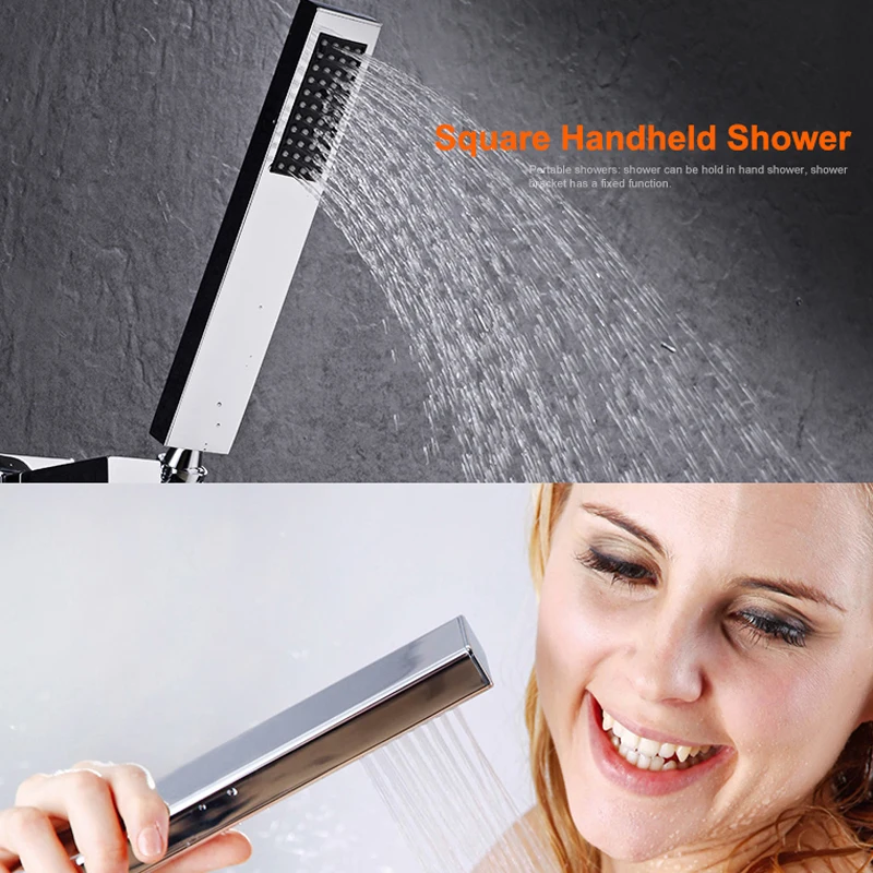 bathlova Stainless Steel Chrome Wall Mount Rainfall Shower Tap Set