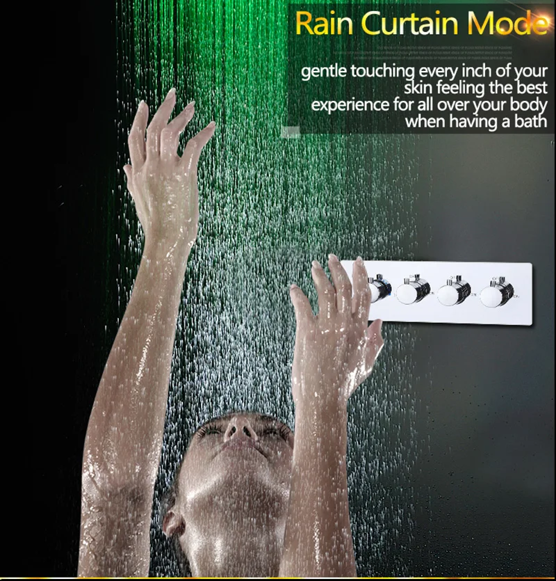 Luxurious LED Shower System Ceiling Mount Rain Head Set 31 Luxury Big Rain Shower Head Dual Rain and Waterfall Shower Sets (10)