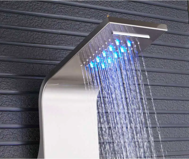 LED Black Shower Tap Bathroom SPA Massage Jet Shower Column System