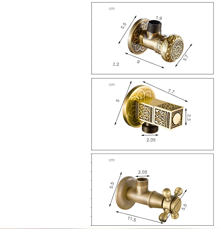 Golden Brass Antique Design Angle Valves