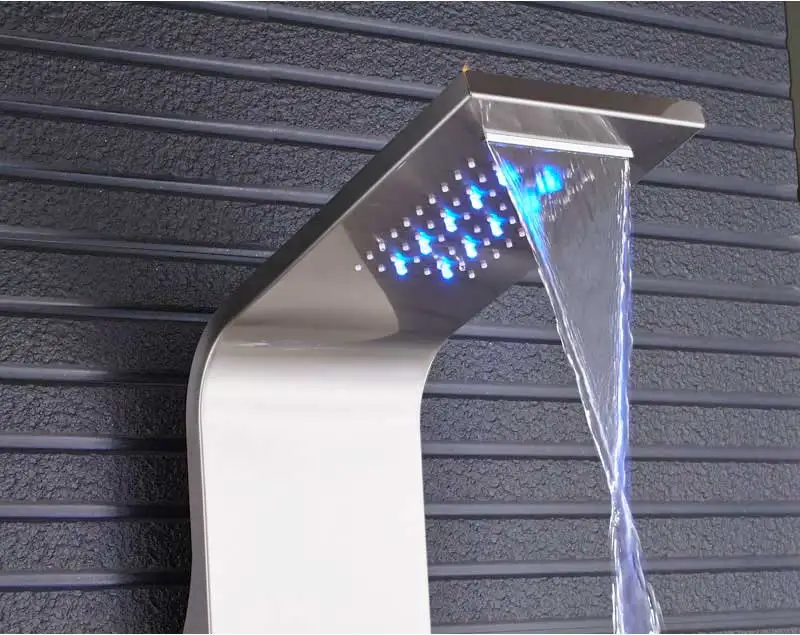 LED Black Shower Tap Bathroom SPA Massage Jet Shower Column System