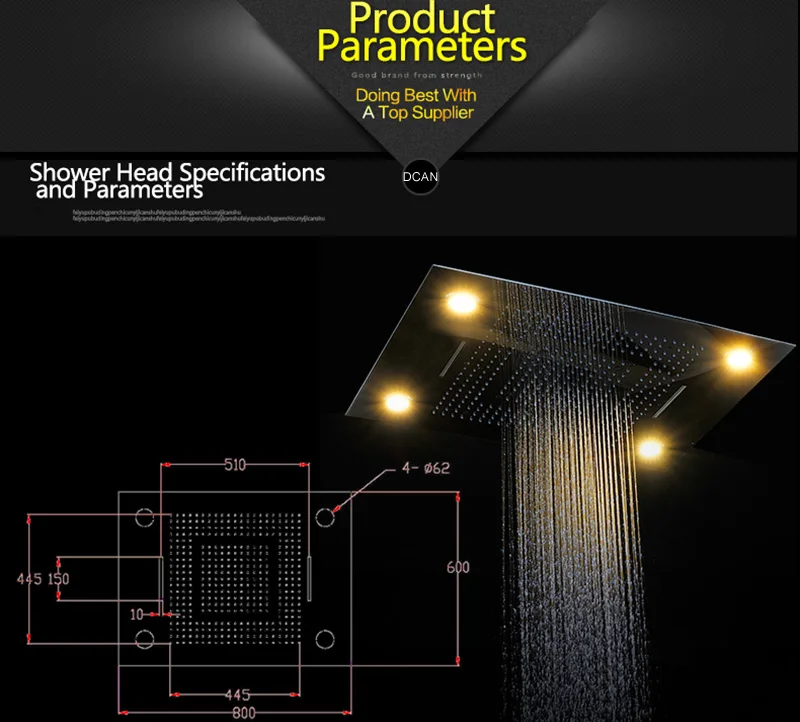 Luxurious LED Shower System Ceiling Mount Rain Head Set 31 Luxury Big Rain Shower Head Dual Rain and Waterfall Shower Sets (16)