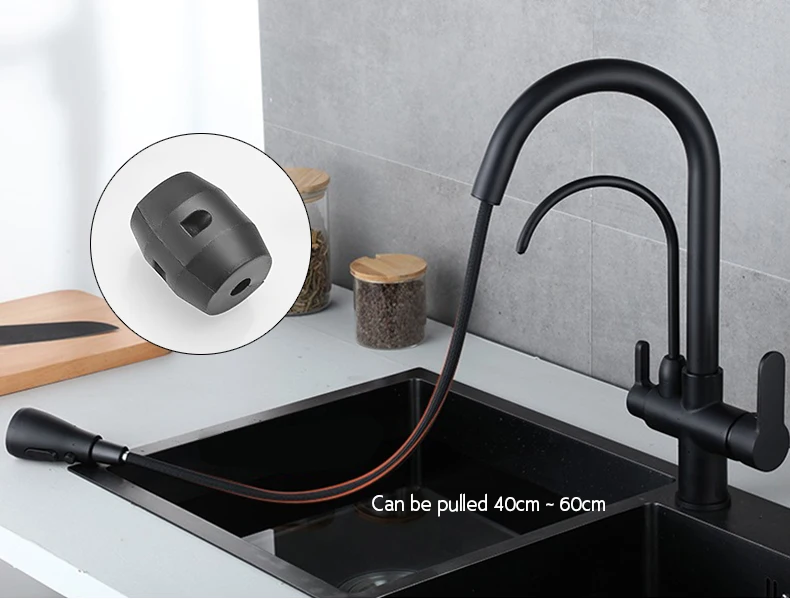 Brass Multifunction Three Ways Kitchen Pull Out Tap Sink Mixer Tap For Kitchen