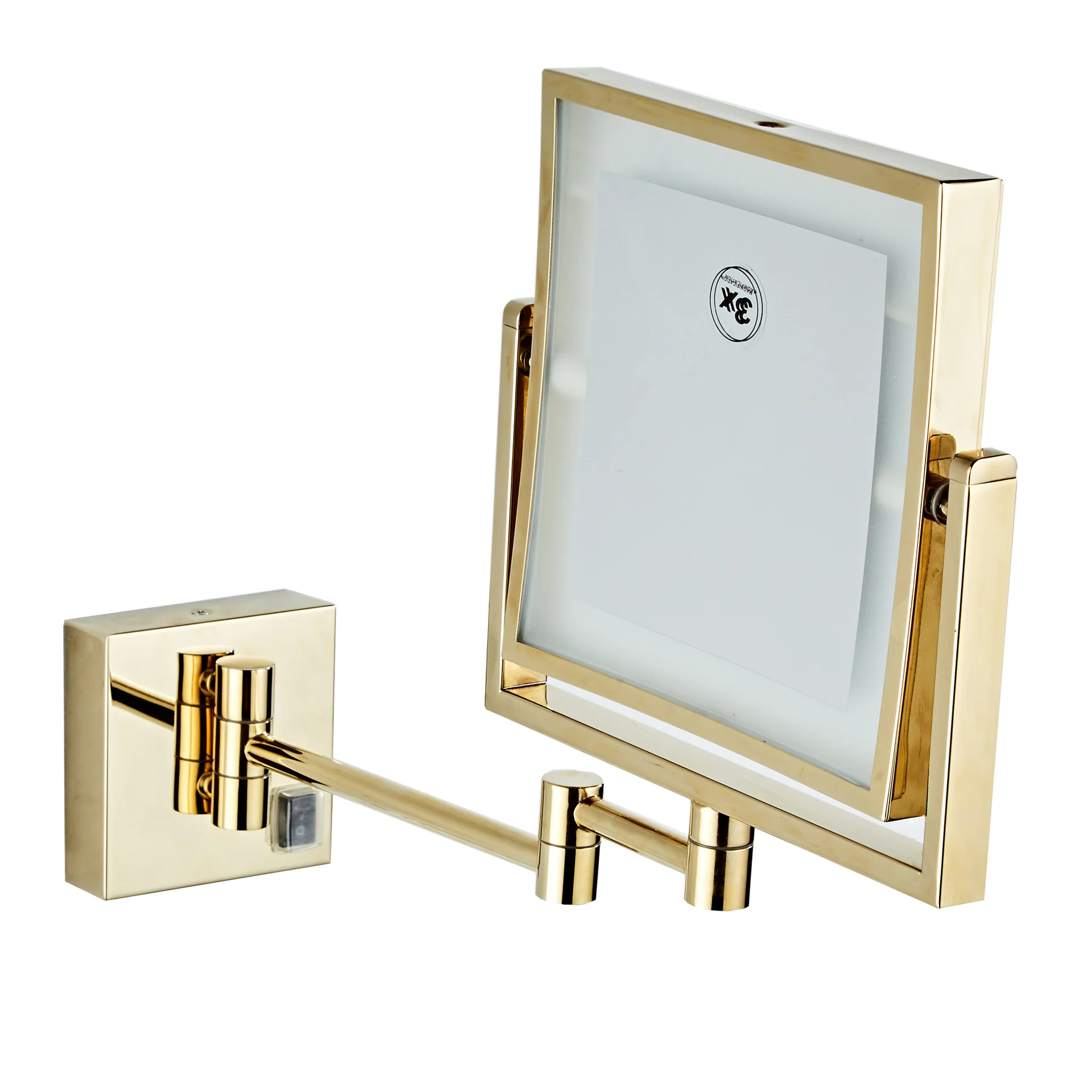 Dressing Mirror 8 inch two side Wall Mounted Gold Square LED Mirror