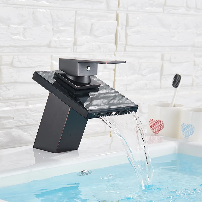 LED Light Basin Tap Waterfall Deck Mounted Single Handle Mixer Tap