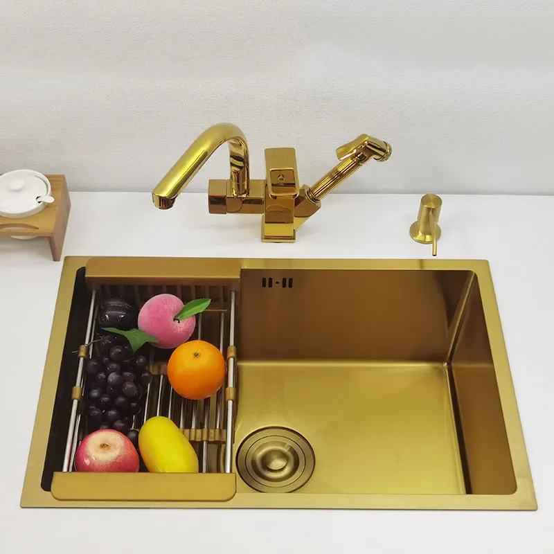 Gold Kitchen Sink Stainless Steel Sinks Above Counter Basin Bar Sink