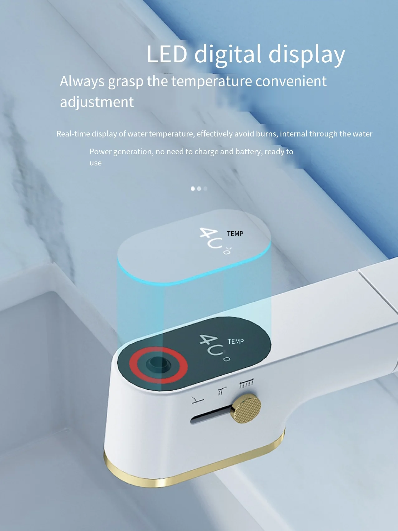 Digital Basin Tap Touch Button Temperature Bathroom Smart Tap