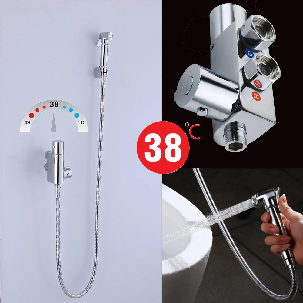 Thermostatic Bathroom Shower Wall Mounted Bidet Toilet Tap Shower