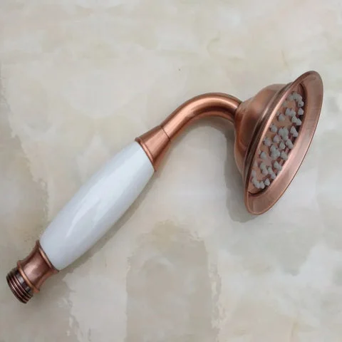 Antique Red Copper Brass Wall Mounted Bathroom Rainfall Shower Tap Set