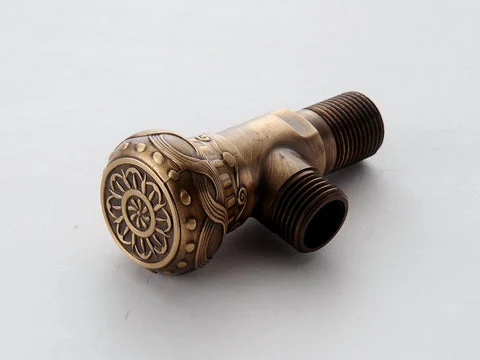 Antique Carved Toilet Valve Brass Indoor Outdoor Garden Taps Valve