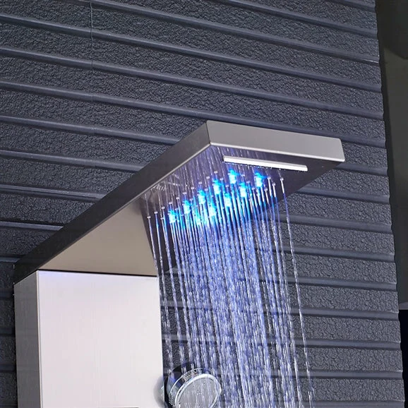 8" Stainless Steel Shower Column Panel Rain & Waterfall Shower Head Massage Jets Shower System