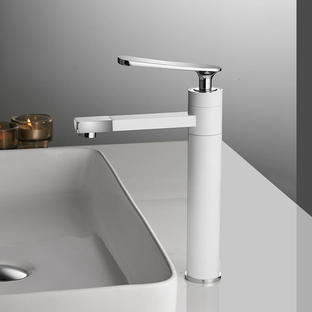 Single Hole Basin Tap Brass Deck Mounted Bathroom Mixer Tap