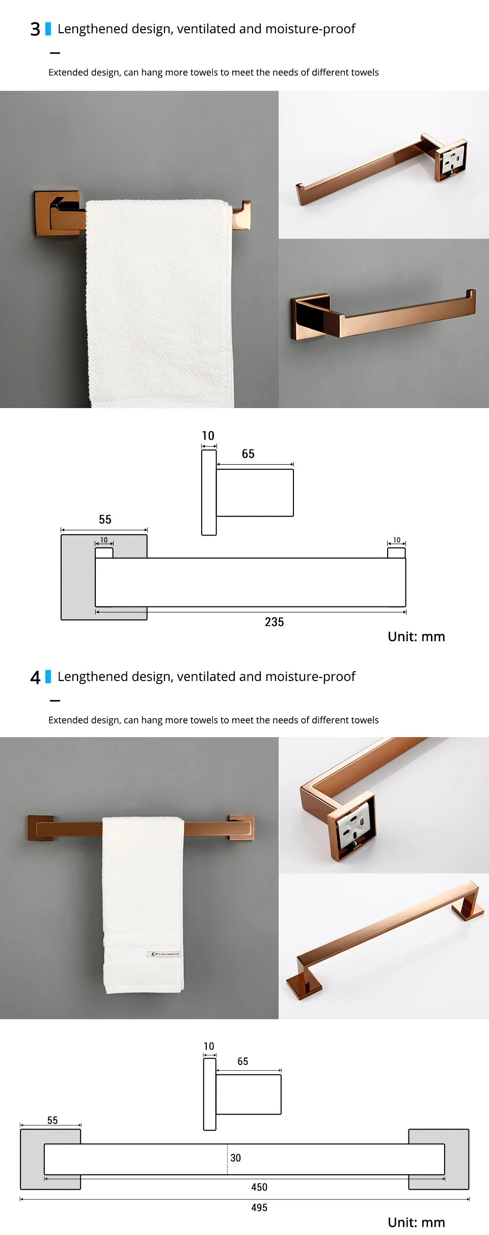 Rose Gold Bathroom Accessory Hardware Toilet Paper Holder Robe Hook