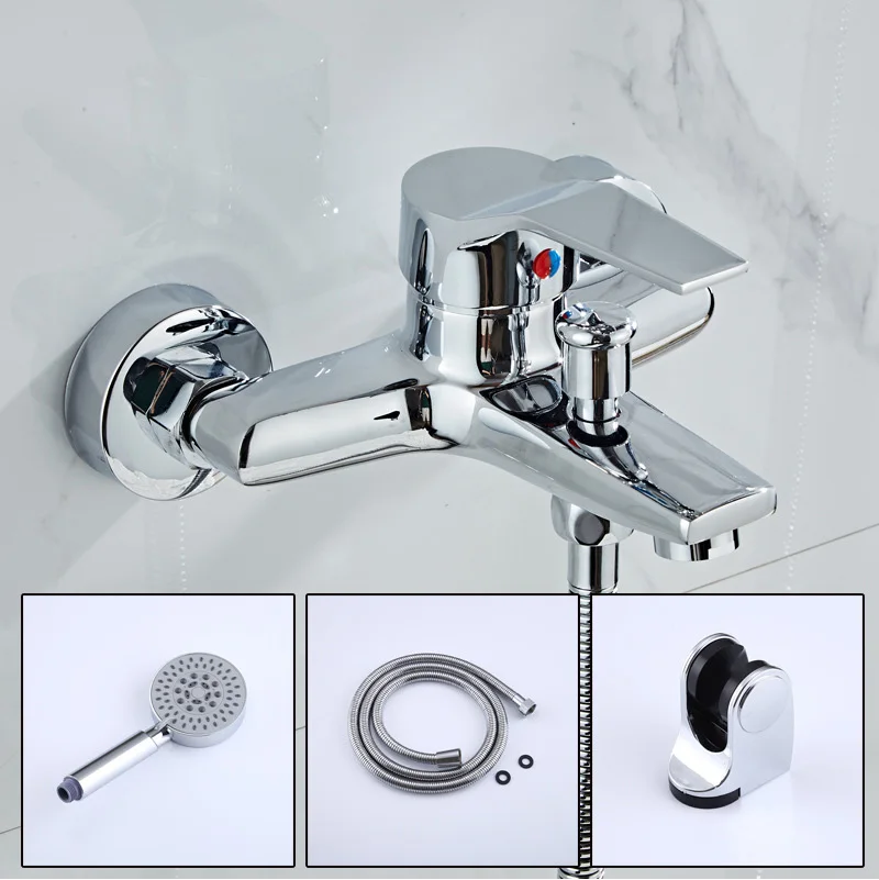 Square Bathtub Shower Taps Floor Standing Tap Hot Cold Water Tap