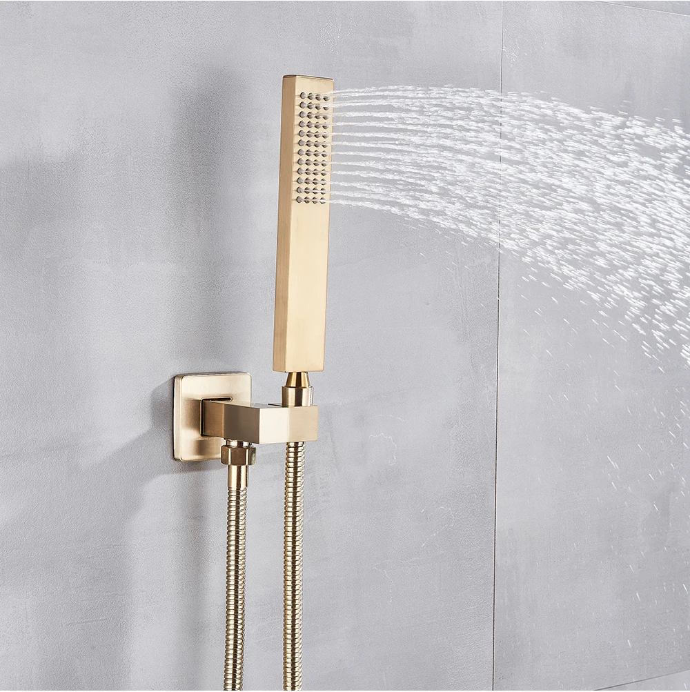 Brushed Shower Tap Wall Mounted Rainfall Bath Shower Tap Set