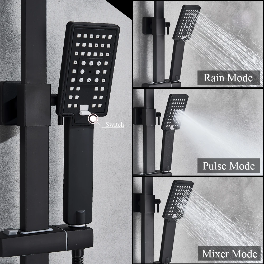 Wall Mounted Bathroom Tap Matte Black Rain Shower Bath Tap