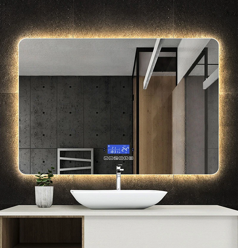 Rectangle Bluetooth Smart Bathroom Makeup Mirror With LED Light