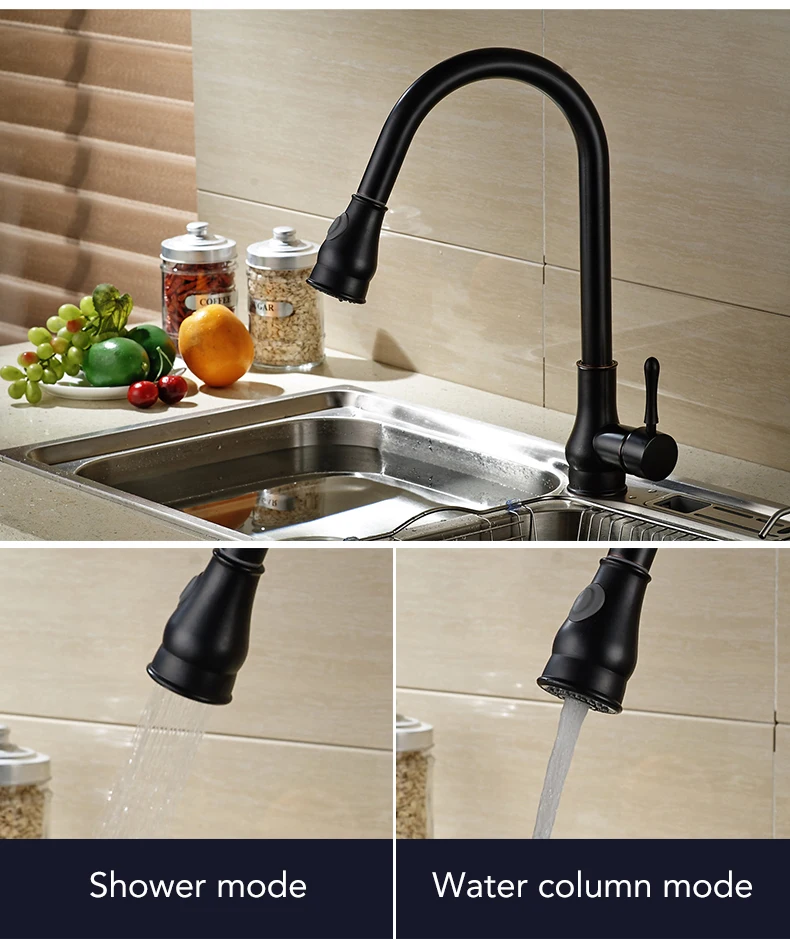 Brass 360 Degree Swivel Water Mixer Pull Down Tap In 4 Colors