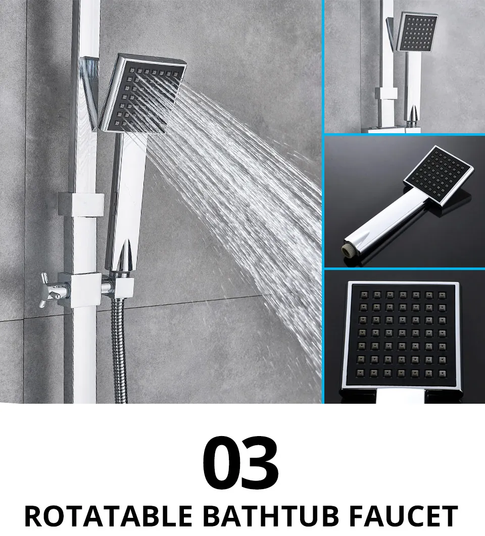 Wall Mounted Bathroom Tap Matte Black Rain Shower Bath Tap