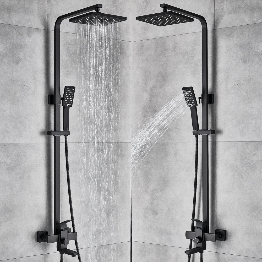 Wall Mounted Bathroom Tap Matte Black Rain Shower Bath Tap