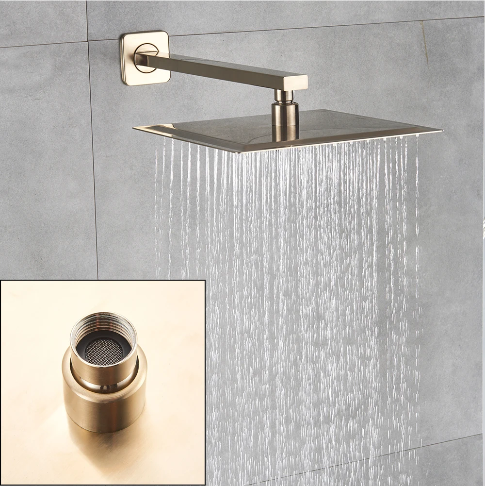 Brushed Shower Tap Wall Mounted Rainfall Bath Shower Tap Set