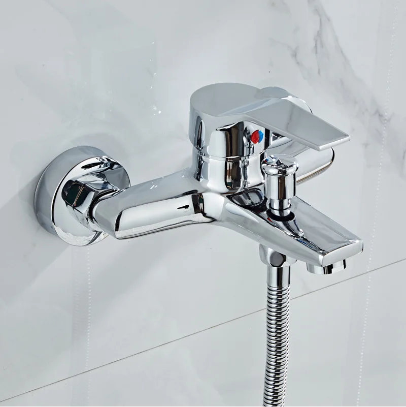 Square Bathtub Shower Taps Floor Standing Tap Hot Cold Water Tap