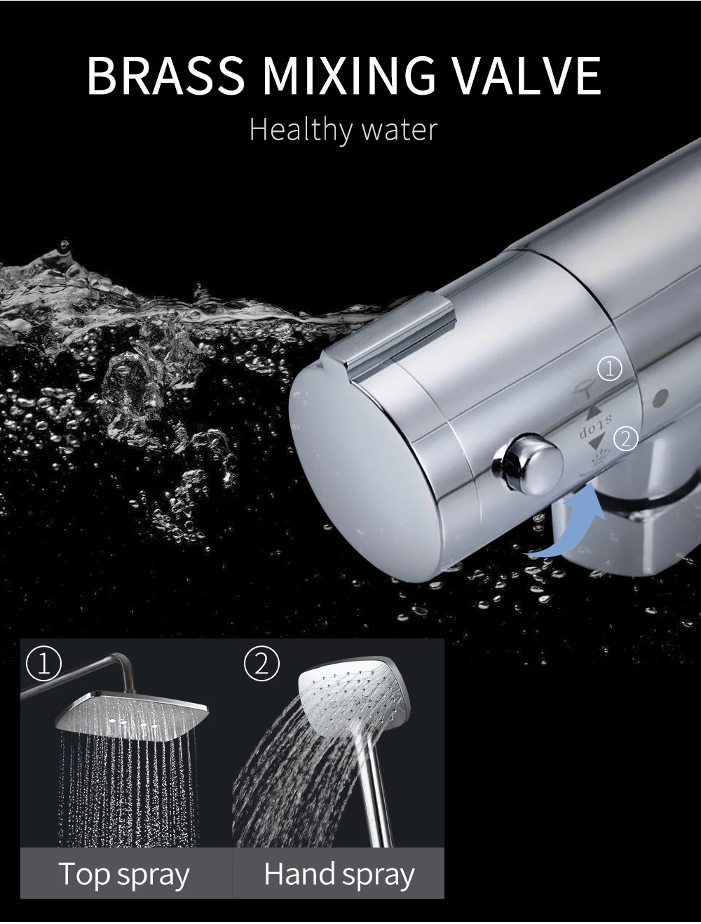 Bathroom Shower Mixer Brass Thermostatic Shower Tap Water Mixer