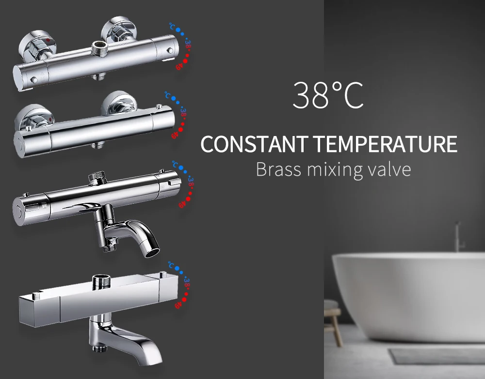 Bathroom Shower Mixer Brass Thermostatic Shower Tap Water Mixer