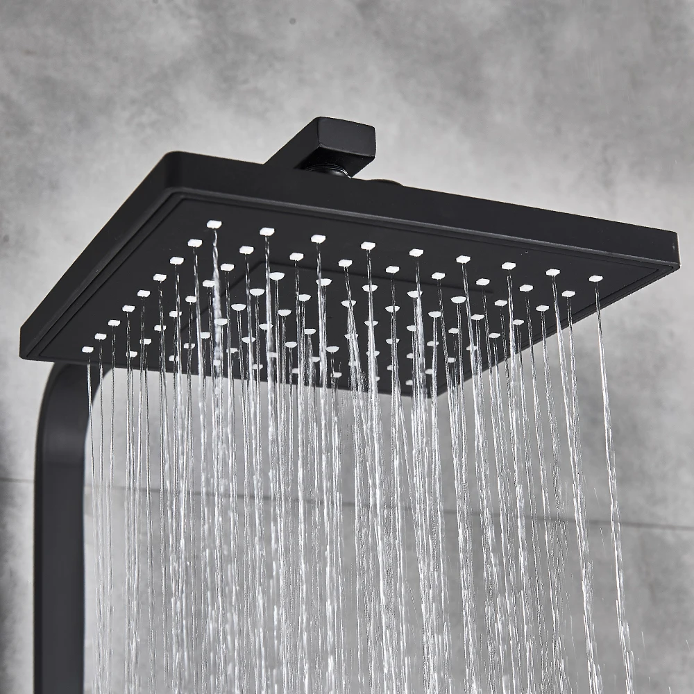 Wall Mounted Bathroom Tap Matte Black Rain Shower Bath Tap