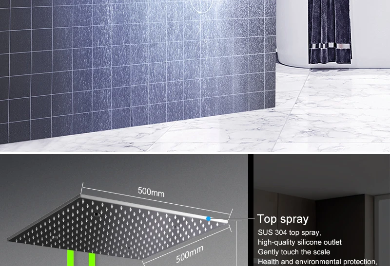 Luxury 20 Inches High Flow Stainless Steel Ceiling Shower Heads Thermostatic Mixer LED Shower Tap (13)