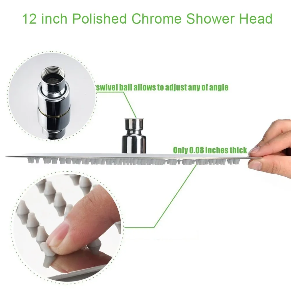 Concealed Chrome Thermostatic Shower Tap Dual Handle Set