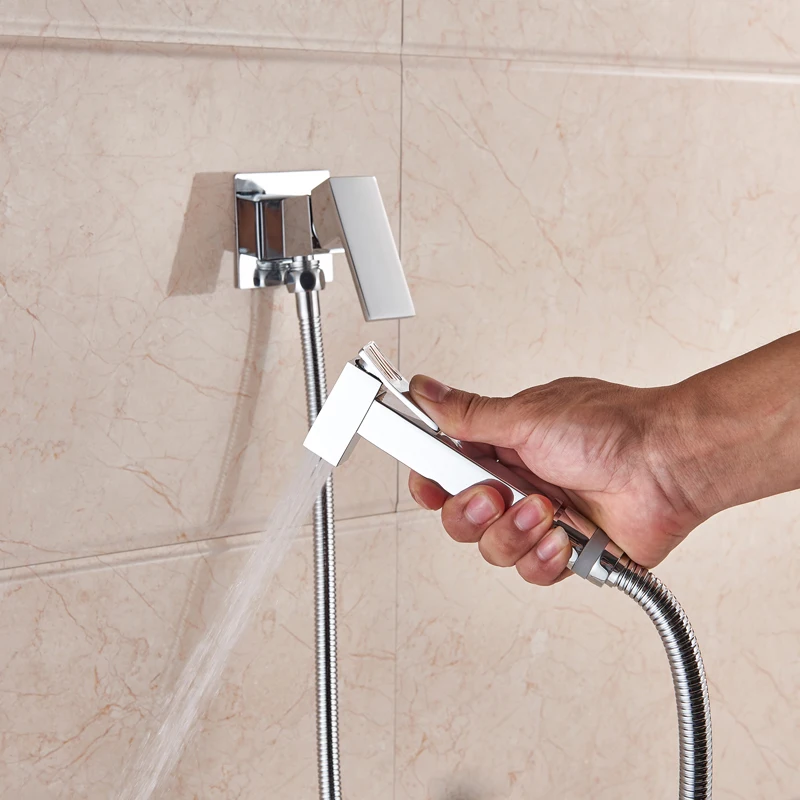 Solid Brass Square Shower Sprayer Head Tap Bidet In 4 Colors