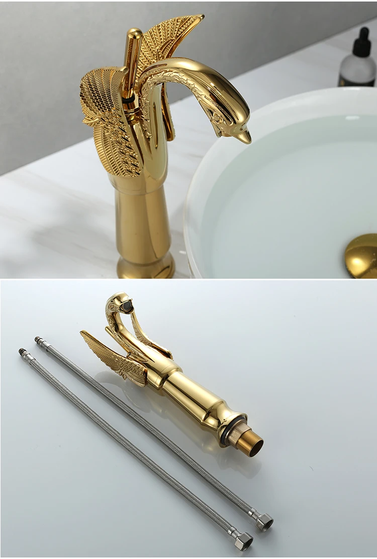 Bathroom Tap Brass Swan Tap Wash Tap Hot and Cold Water Tap