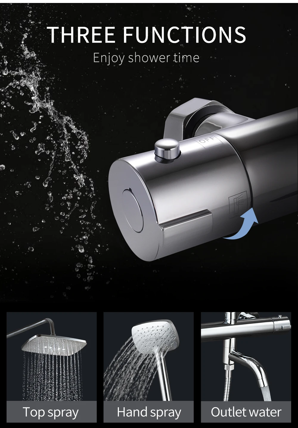 Bathroom Shower Mixer Brass Thermostatic Shower Tap Water Mixer