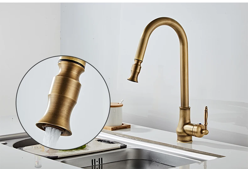 Brass 360 Degree Swivel Water Mixer Pull Down Tap In 4 Colors