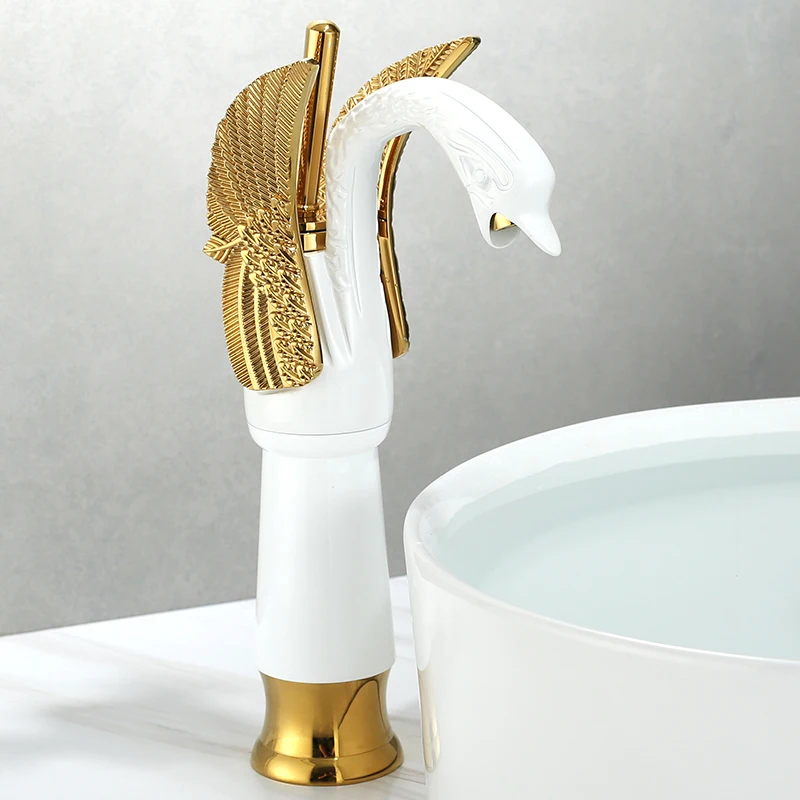 Bathroom Tap Brass Swan Tap Wash Tap Hot and Cold Water Tap